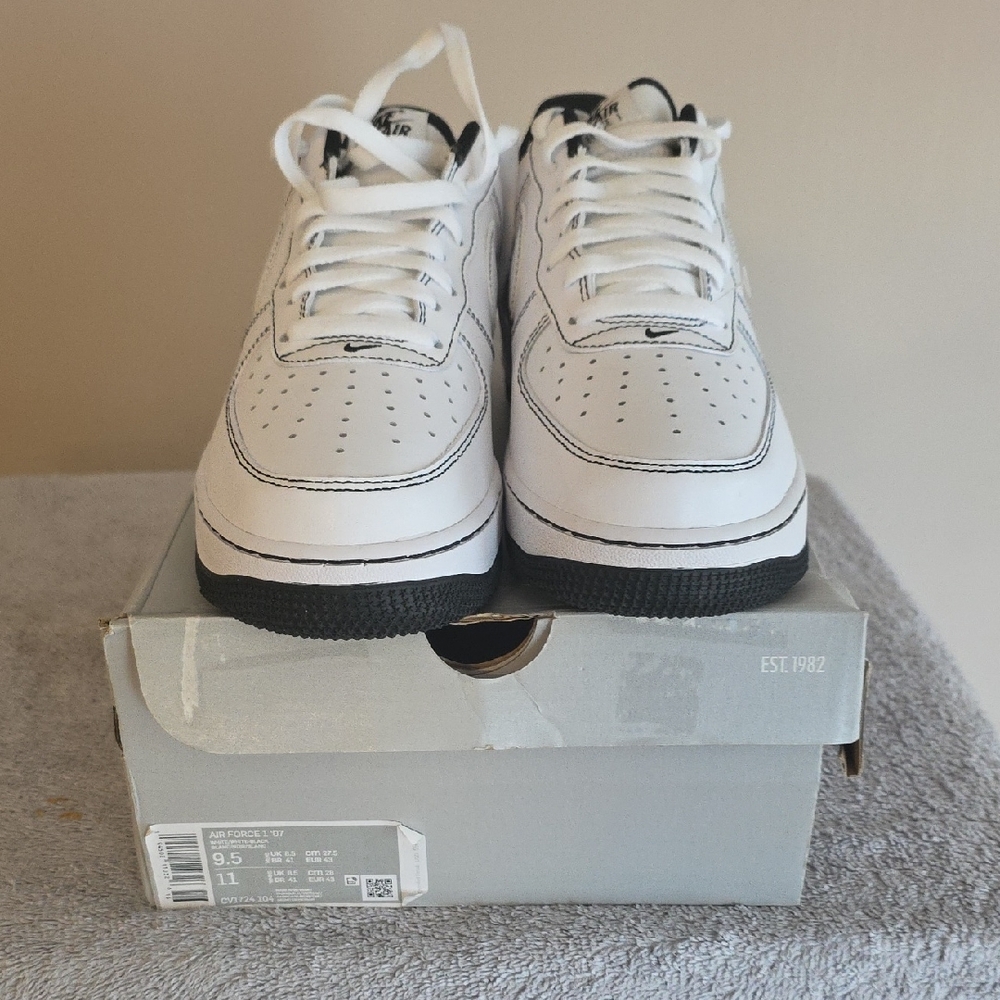 Nike Air Force 1 White and Black Sneakers